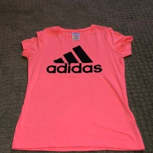 Neon pink adidas Tee